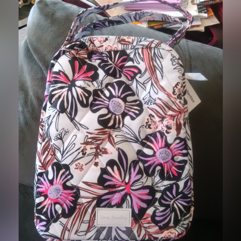 Vera Bradley Black and Pink Floral Lunch Bag